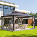 12 X 16ft Outdoor Gazebo With Polycarbonate Double Hardtop Roof