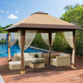 13x13 Pop-Up Gazebo with Double Roof and Mosquito Netting – Waterproof UV-Resistant Patio Canopy Tent